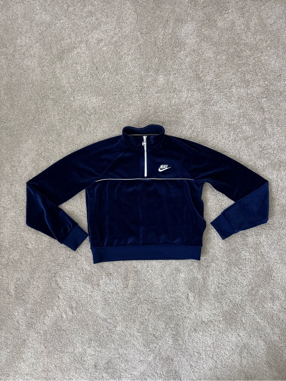 Nike Y2K Blue Velour Quarter-Zip Sweatshirt